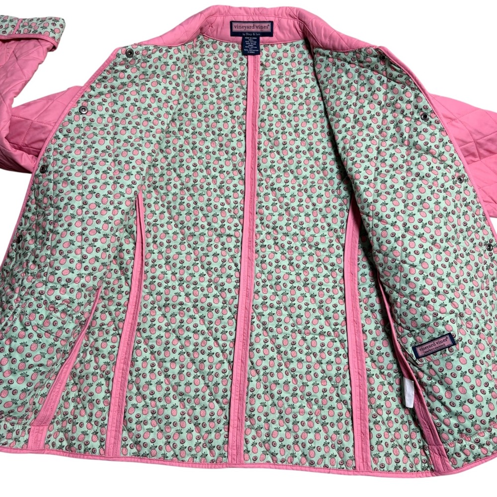 Vineyard Vines Quilted Pink Jacket Pineapple Print Lining Women's XSmall - Picture 8 of 11